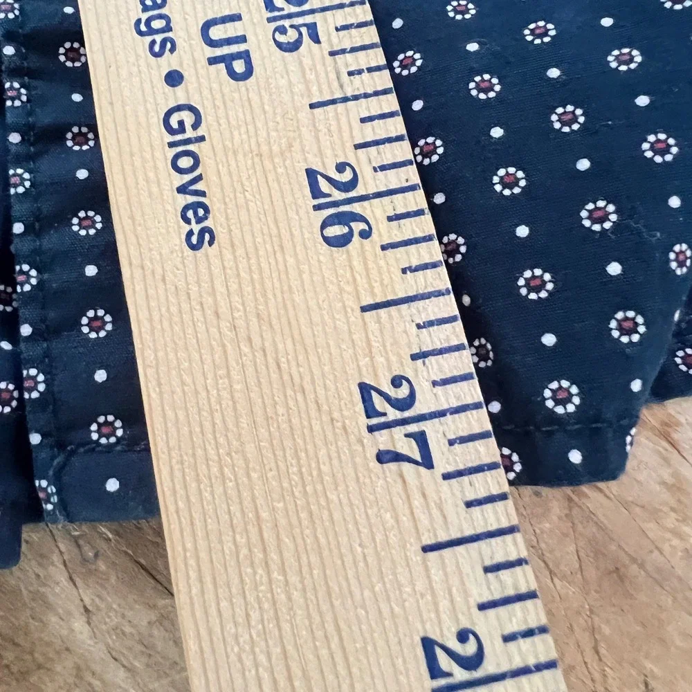 Denim & Flower Button Down Medium Mens Slim Fit Dotted Navy Blue Smart Casual - Picture 6 of 6